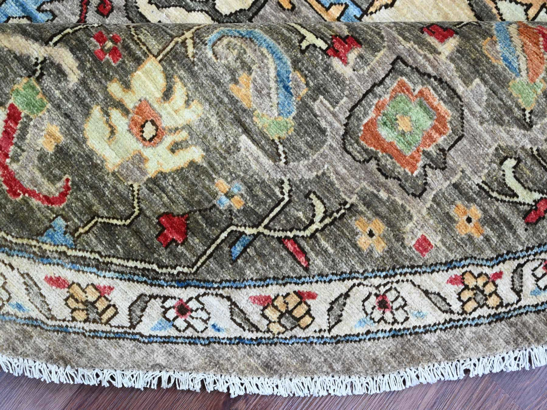 9'11" x 9'11" New Hand Knotted Grey Wool Round Oriental Rug - MOA10289800