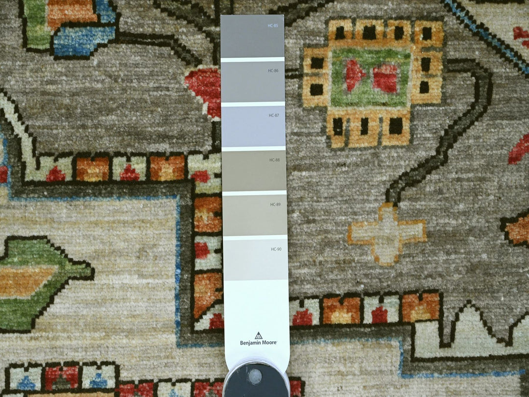 9'11" x 9'11" New Hand Knotted Grey Wool Round Oriental Rug - MOA10289800