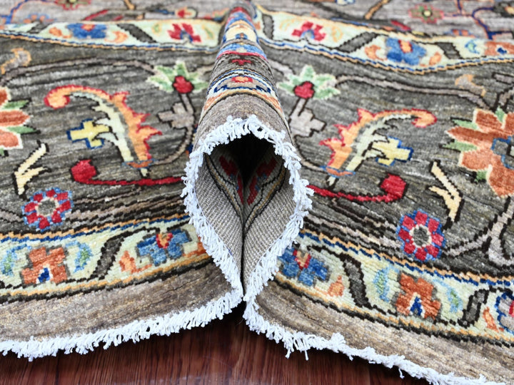 7'11" x 8'0" New Hand Knotted Grey Wool Round Oriental Rug - MOA10289812