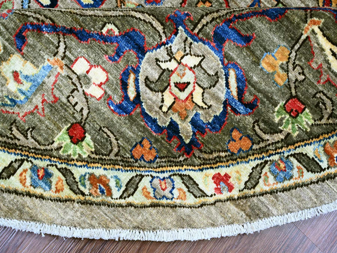 7'11" x 8'0" New Hand Knotted Grey Wool Round Oriental Rug - MOA10289812