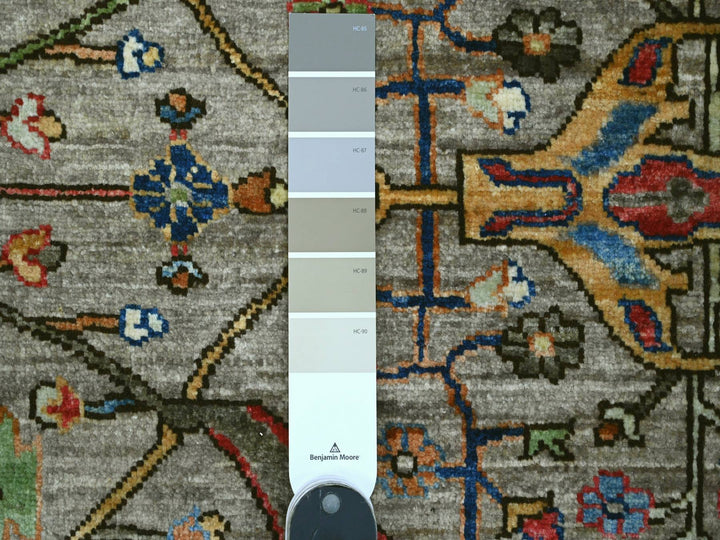 7'11" x 8'0" New Hand Knotted Grey Wool Round Oriental Rug - MOA10289812