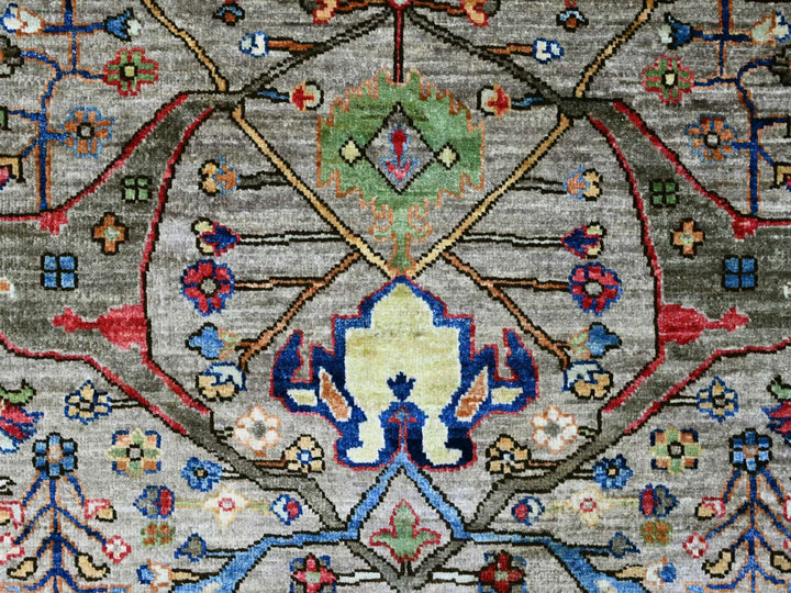 7'11" x 8'0" New Hand Knotted Grey Wool Round Oriental Rug - MOA10289812