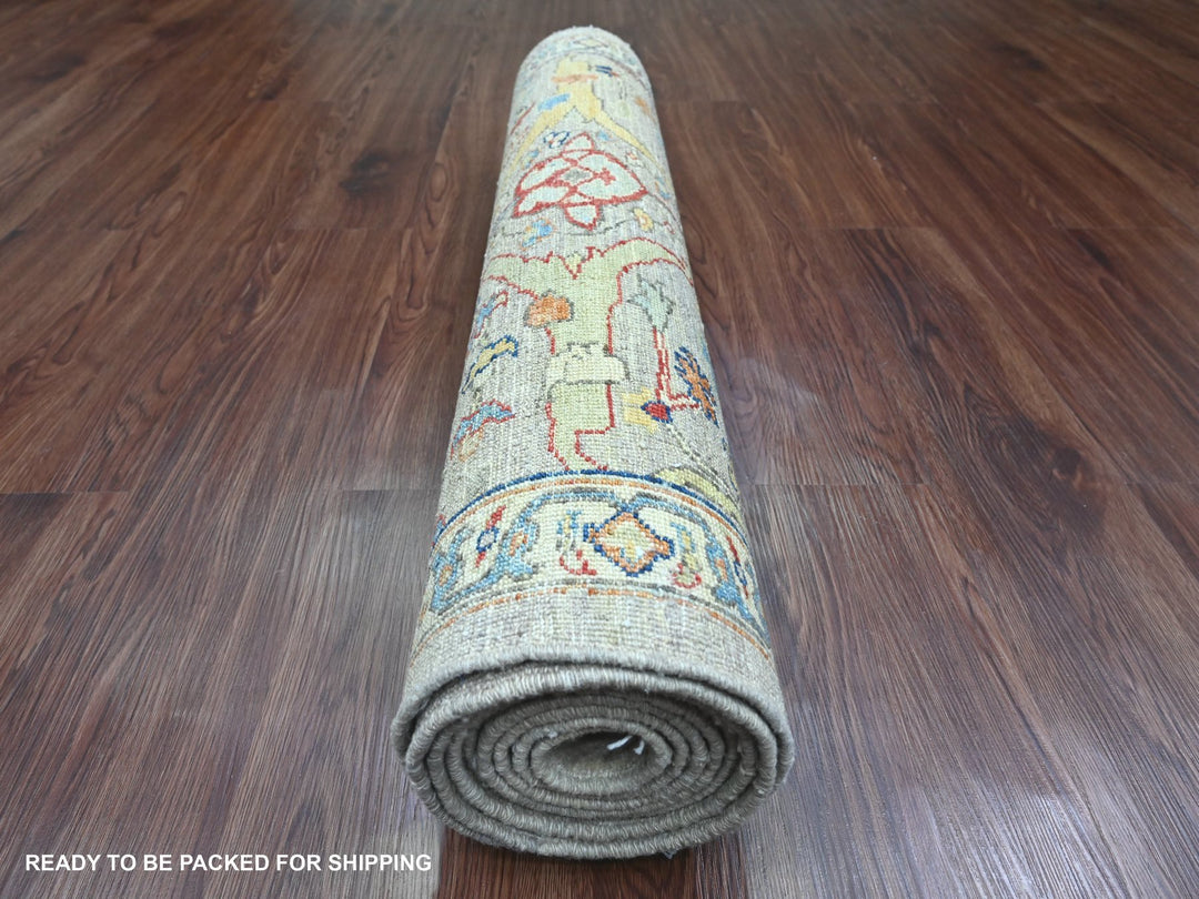 3'0" x 9'8" New Hand Knotted Grey Wool Runner Oriental Rug - MOA10289815