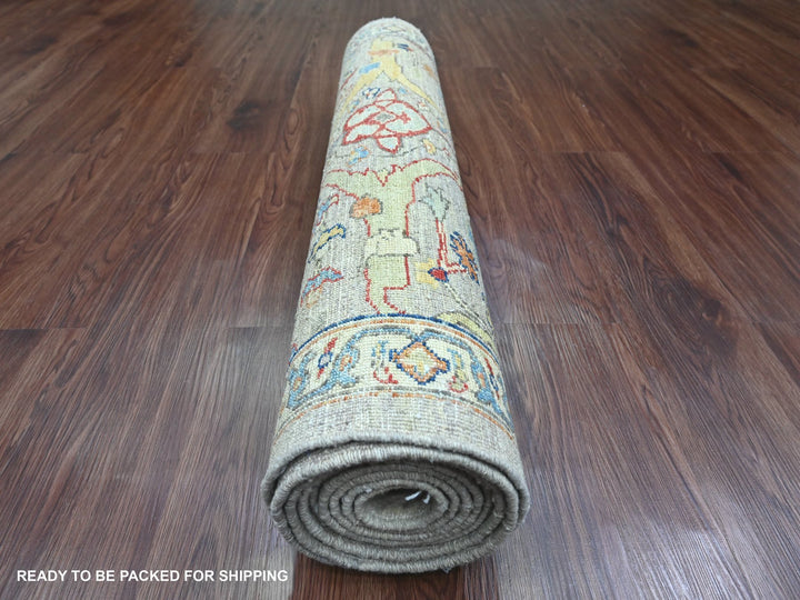 3'0" x 9'8" New Hand Knotted Grey Wool Runner Oriental Rug - MOA10289815