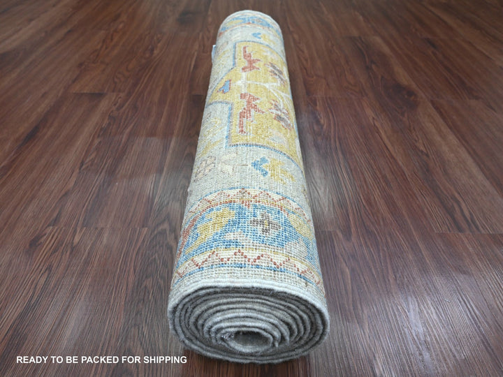 2'7" x 10'1" New Hand Knotted Grey Wool Runner Oriental Rug - MOA10289816