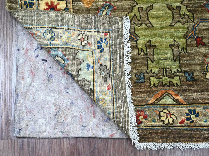 3'2" x 11'8" New Hand Knotted Brown Wool Runner Oriental Rug - MOA10289817