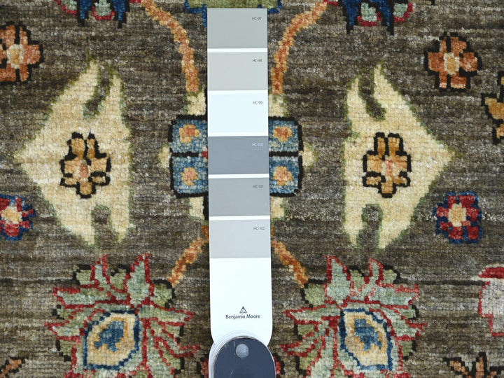 3'2" x 11'8" New Hand Knotted Brown Wool Runner Oriental Rug - MOA10289817