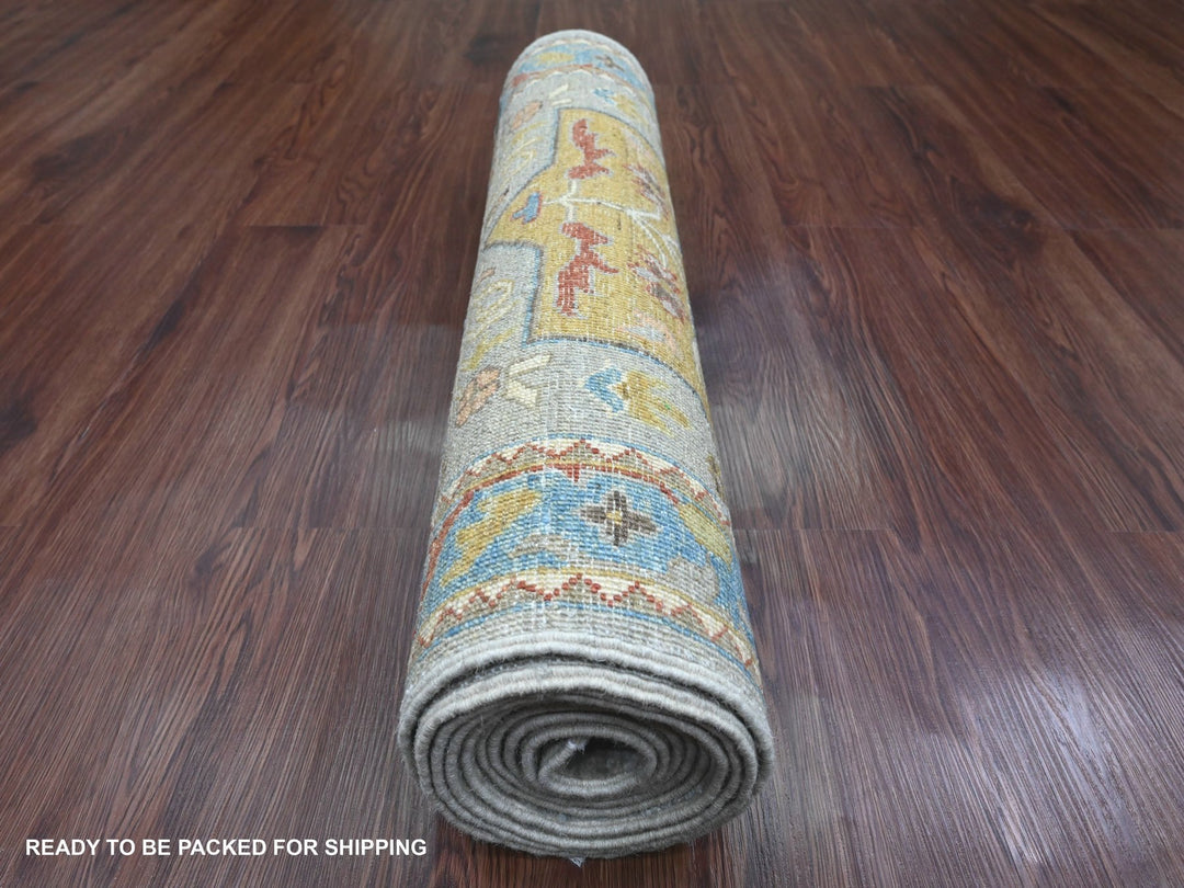 2'8" x 10'2" New Hand Knotted Grey Wool Runner Oriental Rug - MOA10289819