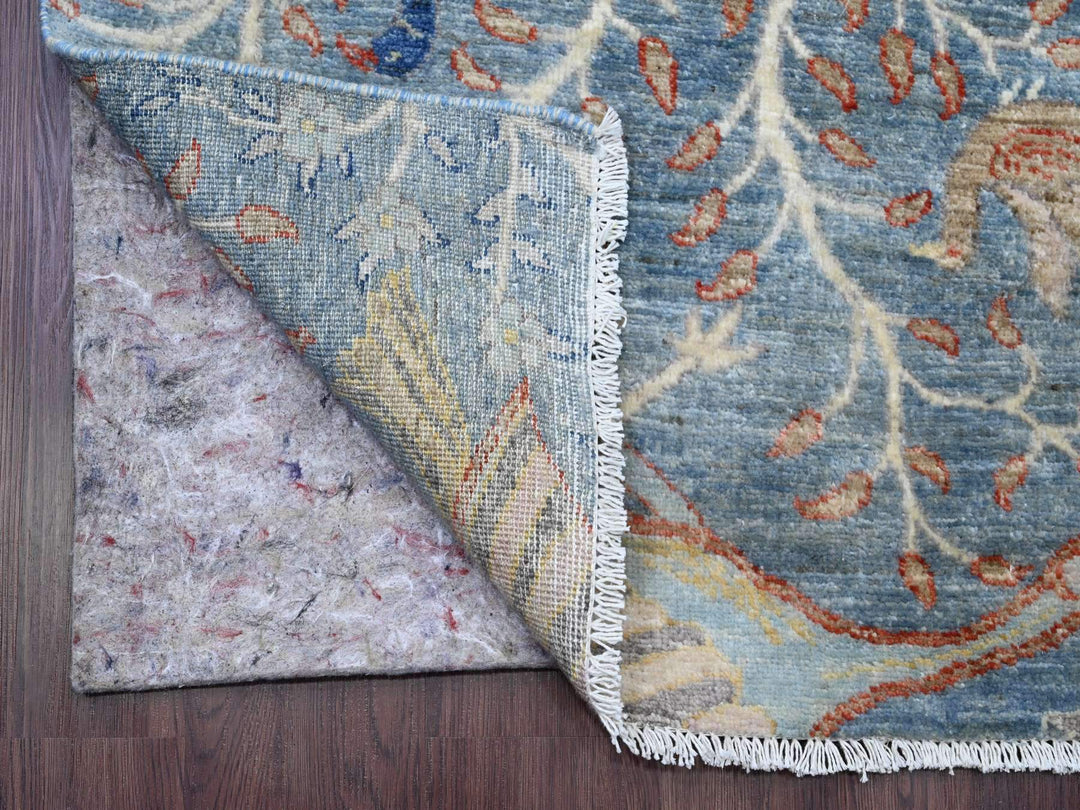 2'6" x 25'7" New Hand Knotted Blue Wool Runner Oriental Rug - MOA10289823