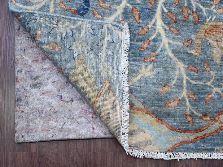 2'6" x 25'7" New Hand Knotted Blue Wool Runner Oriental Rug - MOA10289823