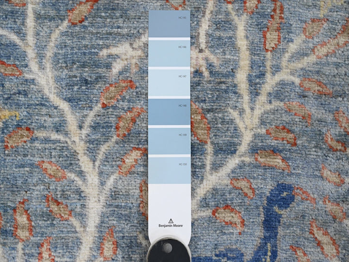 2'6" x 25'7" New Hand Knotted Blue Wool Runner Oriental Rug - MOA10289823