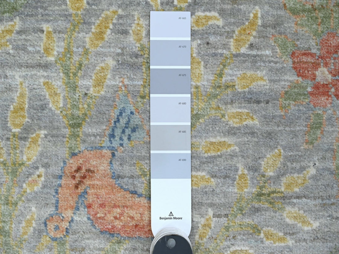 2'6" x 16'0" New Hand Knotted Grey Wool Runner Oriental Rug - MOA10289824