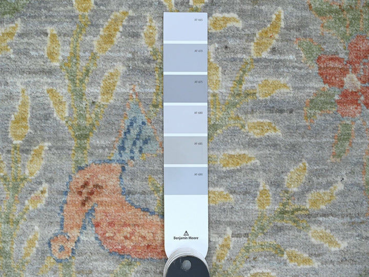 2'6" x 16'0" New Hand Knotted Grey Wool Runner Oriental Rug - MOA10289824
