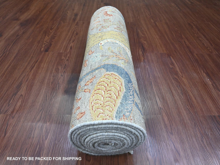 2'6" x 16'0" New Hand Knotted Grey Wool Runner Oriental Rug - MOA10289824