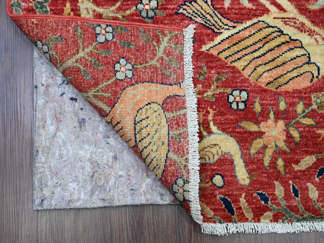 3'10" x 16'2" New Hand Knotted Red Wool Runner Oriental Rug - MOA10289825