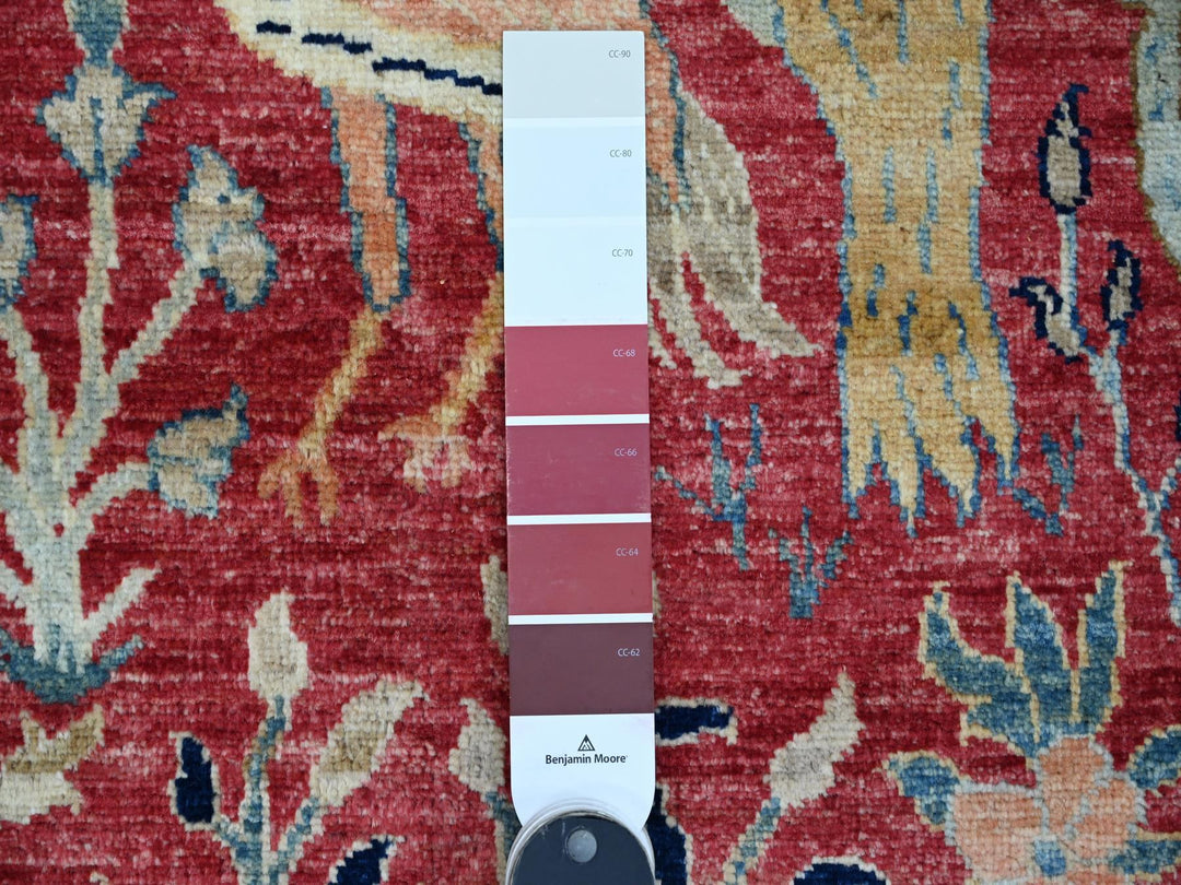 3'10" x 16'2" New Hand Knotted Red Wool Runner Oriental Rug - MOA10289825
