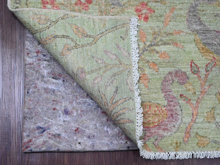 5'0" x 6'2" New Hand Knotted Green Wool Rectangle Oriental Rug - MOA10289828