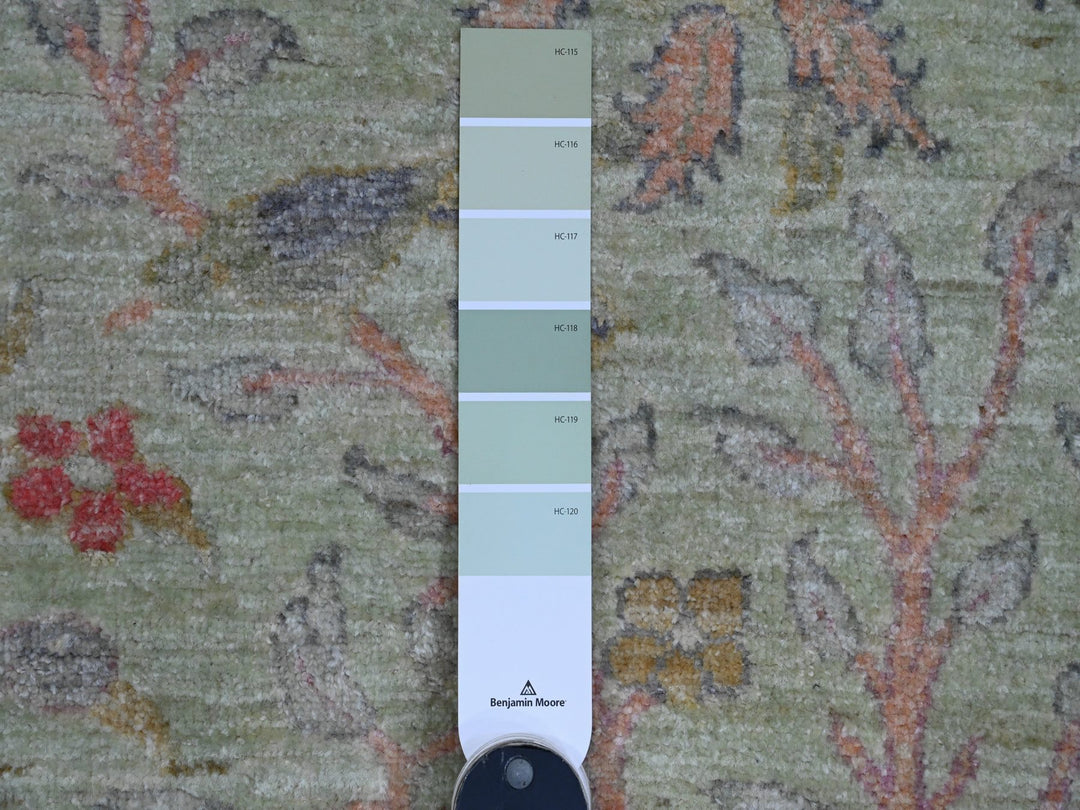 5'0" x 6'2" New Hand Knotted Green Wool Rectangle Oriental Rug - MOA10289828