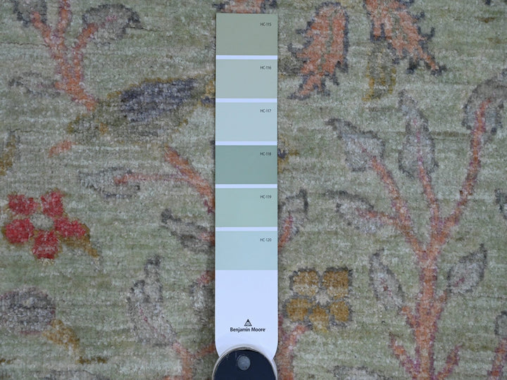 5'0" x 6'2" New Hand Knotted Green Wool Rectangle Oriental Rug - MOA10289828