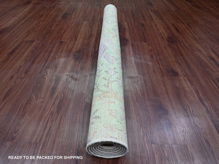 5'0" x 6'2" New Hand Knotted Green Wool Rectangle Oriental Rug - MOA10289828