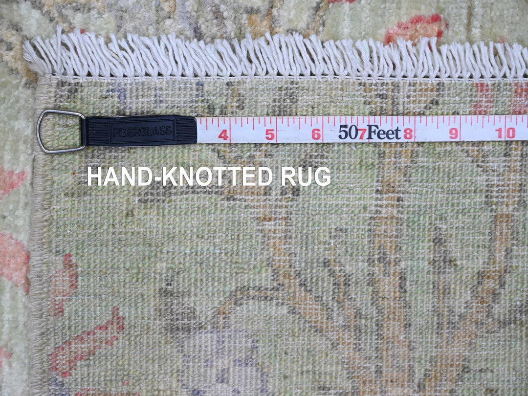 5'0" x 6'2" New Hand Knotted Green Wool Rectangle Oriental Rug - MOA10289828