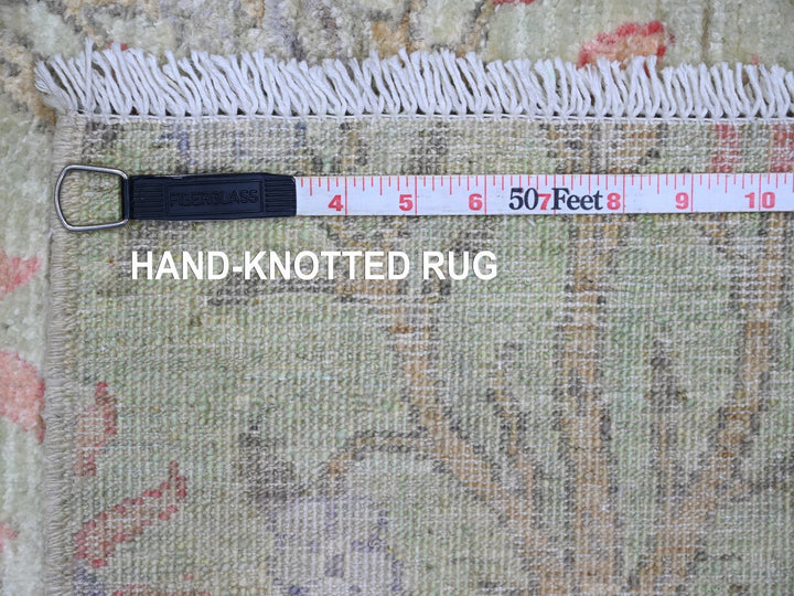 5'0" x 6'2" New Hand Knotted Green Wool Rectangle Oriental Rug - MOA10289828