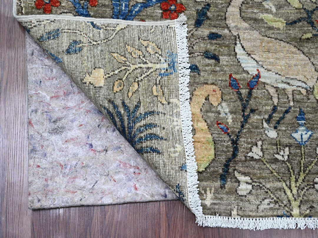 4'11" x 6'10" New Hand Knotted Grey Wool Rectangle Oriental Rug - MOA10289829