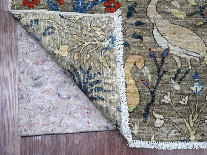 4'11" x 6'10" New Hand Knotted Grey Wool Rectangle Oriental Rug - MOA10289829