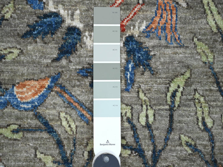 4'11" x 6'10" New Hand Knotted Grey Wool Rectangle Oriental Rug - MOA10289829