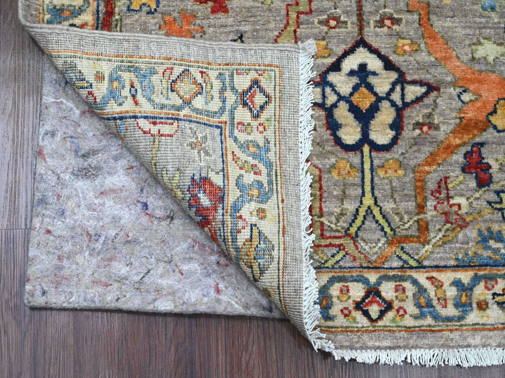 2'11" x 10'10" New Hand Knotted Grey Wool Runner Oriental Rug - MOA10289830