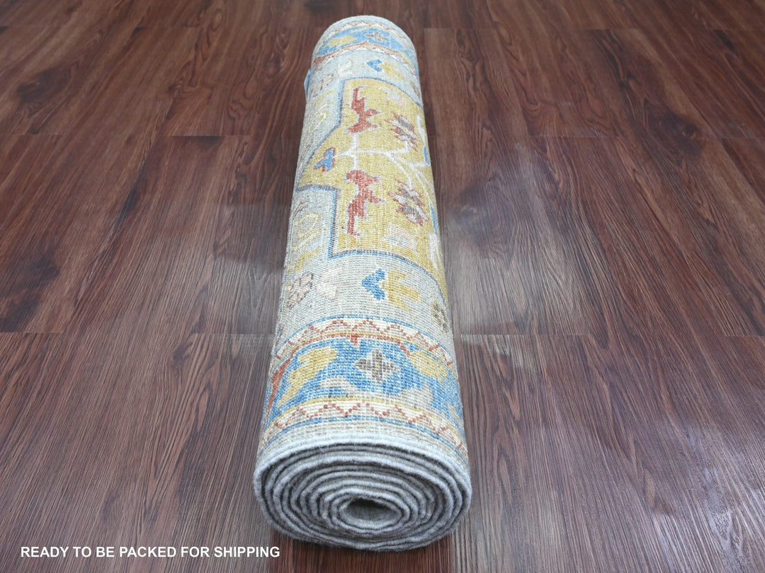 2'7" x 10'2" New Hand Knotted Grey Wool Runner Oriental Rug - MOA10289831
