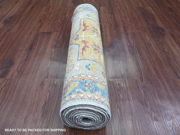 2'7" x 10'2" New Hand Knotted Grey Wool Runner Oriental Rug - MOA10289831