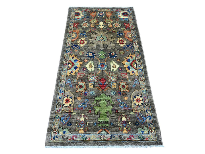 3'1" x 6'0" New Hand Knotted Grey Wool Runner Oriental Rug - MOA10289834