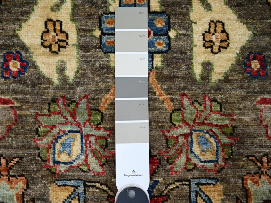 3'1" x 6'0" New Hand Knotted Grey Wool Runner Oriental Rug - MOA10289834