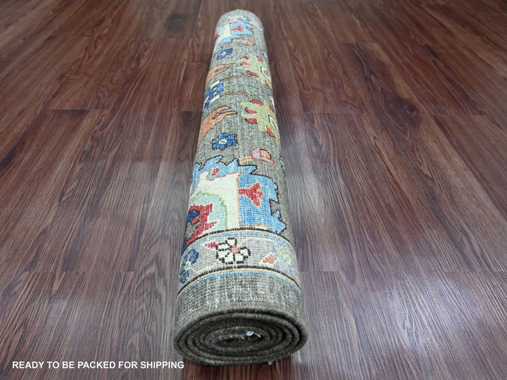 3'1" x 6'0" New Hand Knotted Grey Wool Runner Oriental Rug - MOA10289834
