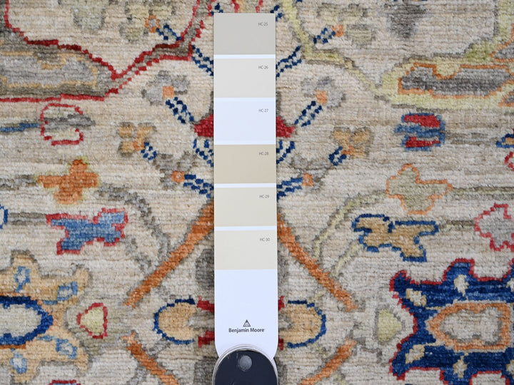 3'1" x 9'11" New Hand Knotted Ivory Wool Runner Oriental Rug - MOA10289835