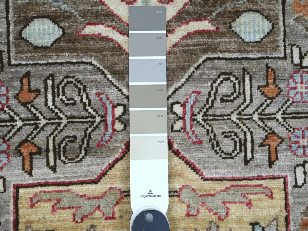 2'6" x 11'5" New Hand Knotted Grey Wool Runner Oriental Rug - MOA10289836