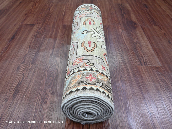 2'6" x 11'5" New Hand Knotted Grey Wool Runner Oriental Rug - MOA10289836
