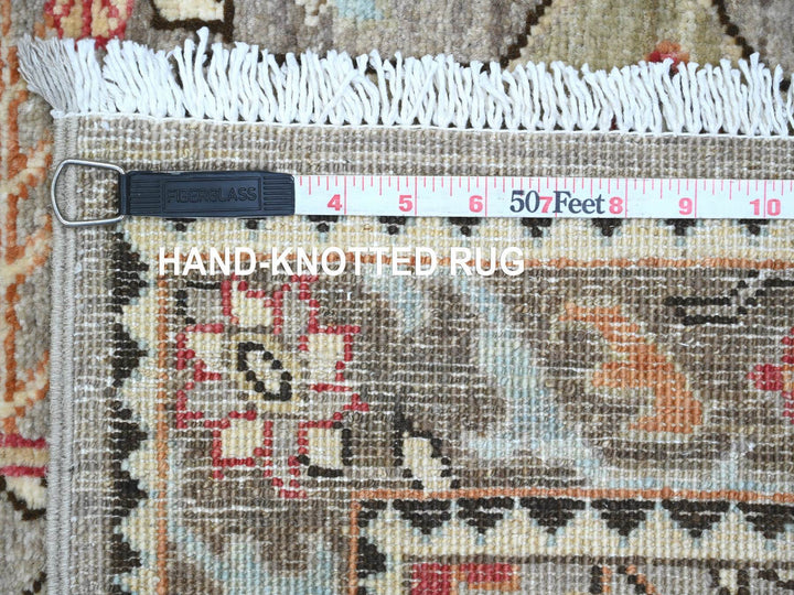 2'6" x 11'5" New Hand Knotted Grey Wool Runner Oriental Rug - MOA10289836