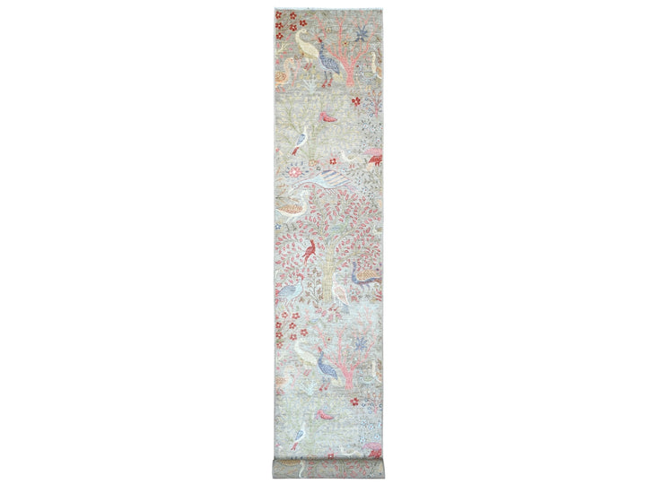 3'0" x 19'5" New Hand Knotted Grey Wool Runner Oriental Rug - MOA10289837