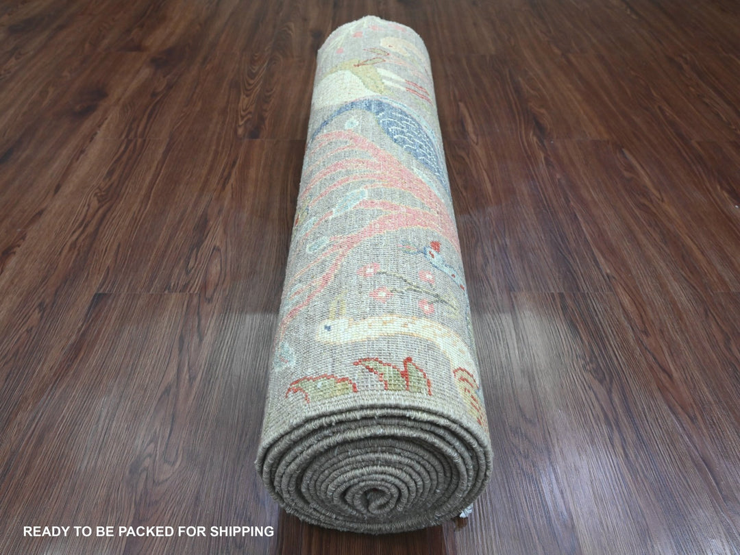 3'0" x 19'5" New Hand Knotted Grey Wool Runner Oriental Rug - MOA10289837