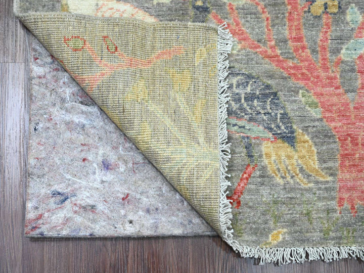 2'7" x 11'8" New Hand Knotted Grey Wool Runner Oriental Rug - MOA10289839