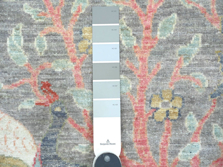 2'7" x 11'8" New Hand Knotted Grey Wool Runner Oriental Rug - MOA10289839