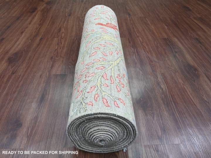 3'0" x 24'0" New Hand Knotted Grey Wool Runner Oriental Rug - MOA10289841