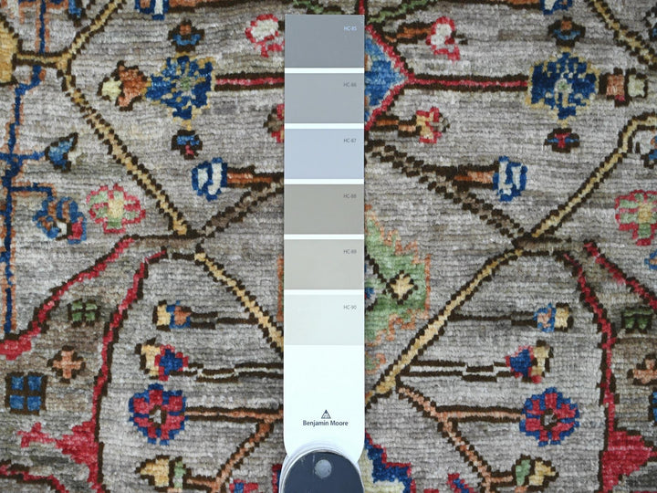 5'9" x 5'11" New Hand Knotted Grey Wool Round Oriental Rug - MOA10289842