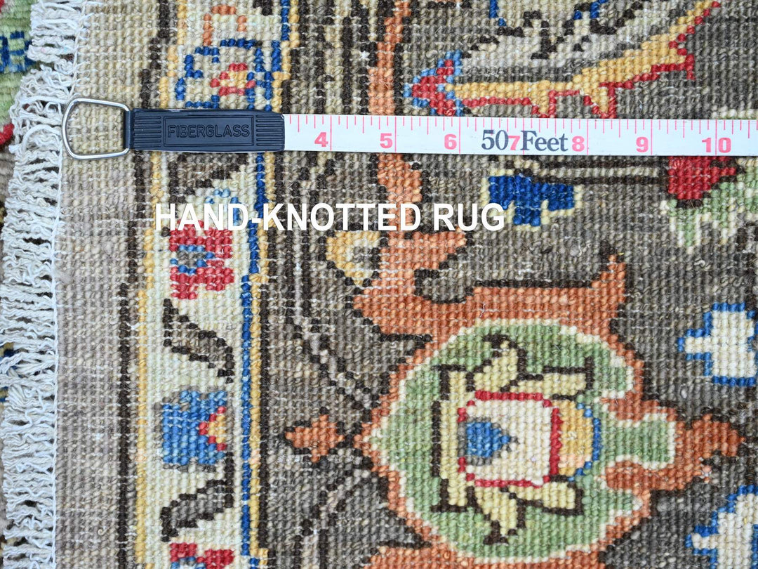 5'9" x 5'11" New Hand Knotted Grey Wool Round Oriental Rug - MOA10289842