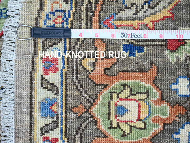 5'9" x 5'11" New Hand Knotted Grey Wool Round Oriental Rug - MOA10289842