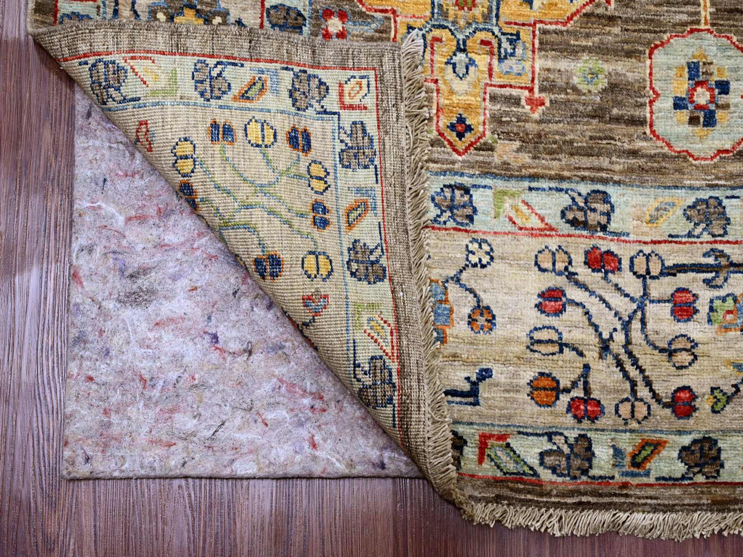 6'0" x 9'1" New Hand Knotted Brown Wool Rectangle Oriental Rug - MOA10289843