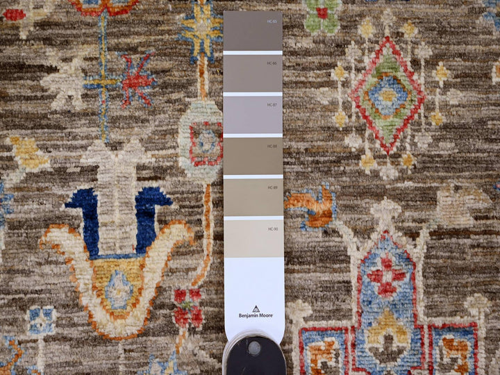6'0" x 9'1" New Hand Knotted Brown Wool Rectangle Oriental Rug - MOA10289843
