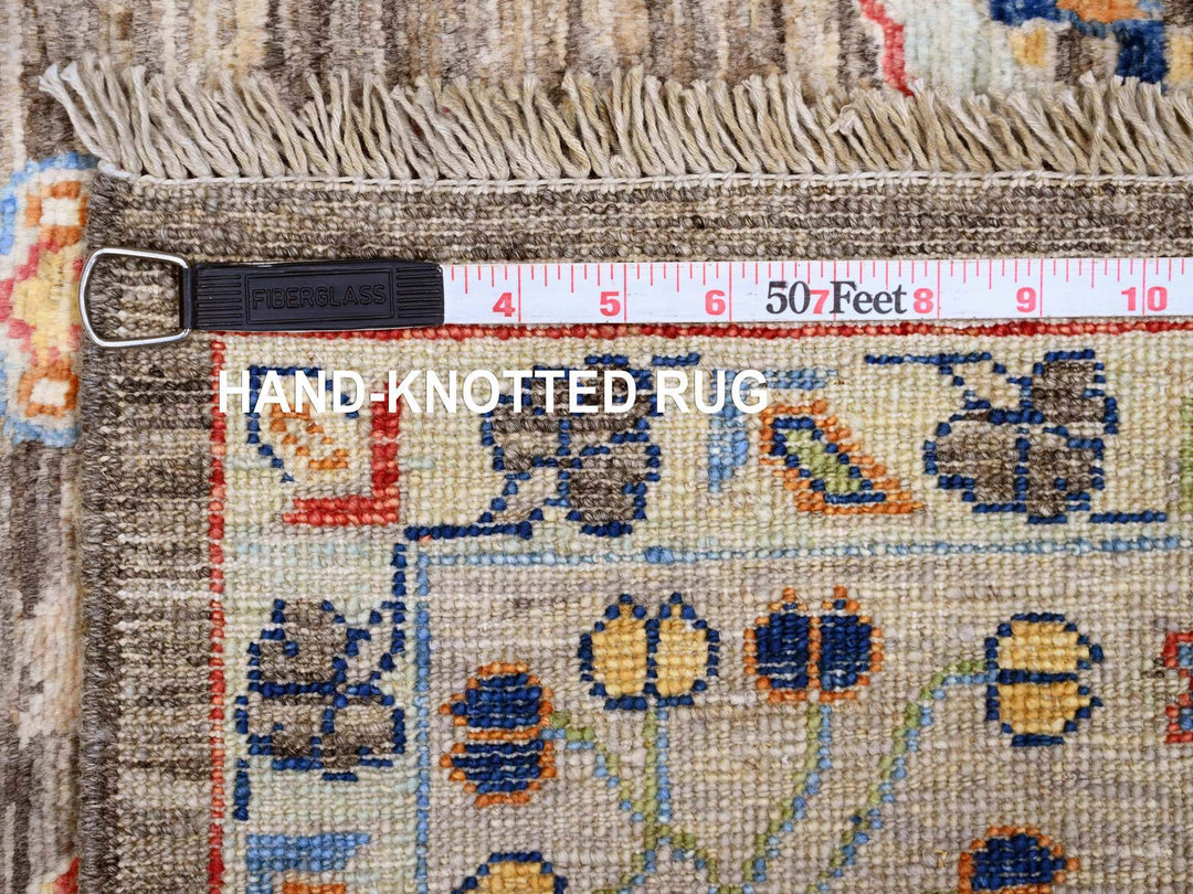 6'0" x 9'1" New Hand Knotted Brown Wool Rectangle Oriental Rug - MOA10289843